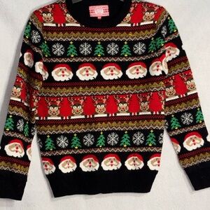 Festive Christmas Sweater with Santa and Reindeer